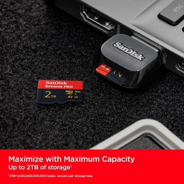 Карта пам'яті SanDisk Extreme PRO microSDXC UHS-I 2TB (A2, Class 10, V30, U3, 200 MB/s) з адаптером та RescuePRO Deluxe для смартфонів, дронів та екшн-камер