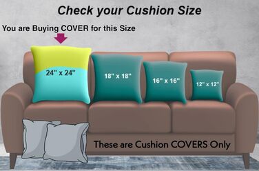 Set of 5 pillow covers made of high-quality cotton, 61 x 61 cm, for throw pillows/small pillow covers only, 60 x 60 cm, Dori and Damask, Mustard Yellow, 5 pieces