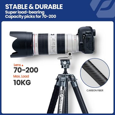 Штатив Fotopro Carbon X-Aircross 3 з поворотним вушкою 360° та швидкознімною платформою, 151 см, блакитний, для відео та фото, максимальне навантаження 10 кг