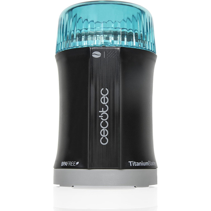 Електрична кавомолка Cecotec TitanMill 200 Вт для кави, спецій, зерна. Титанове покриття, 50 г, BPA Free, чорний & аквамарин