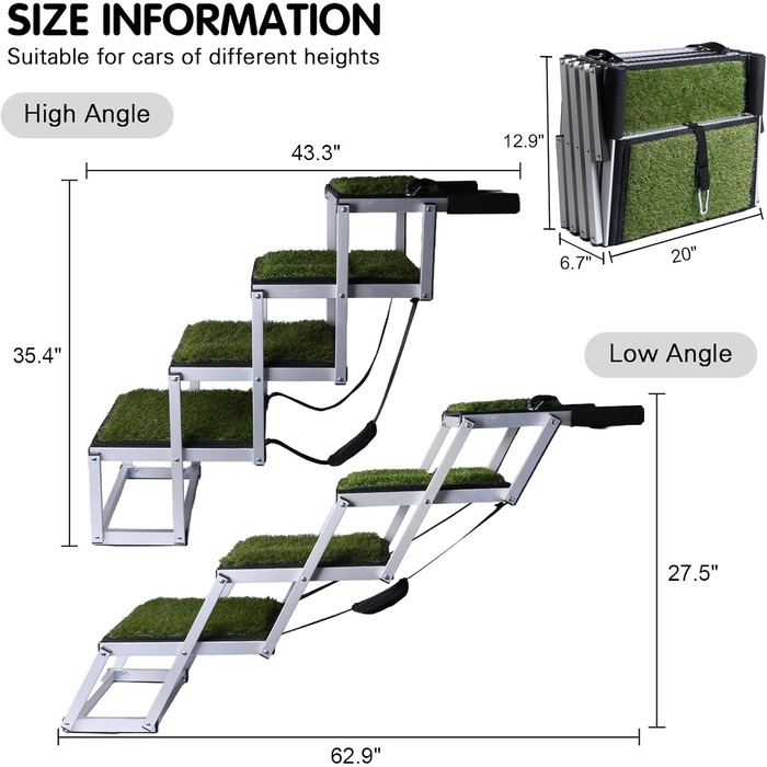 Східці для собак у автомобіль DGSL: широкі, 4 сходинки, для вантажівок, SUV, з антиковзким покриттям