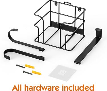 Настінна вішалка для одягу та праски, чорна. Підходить для пральні, прасувальної кімнати. Настінний тримач для праски та одягу.