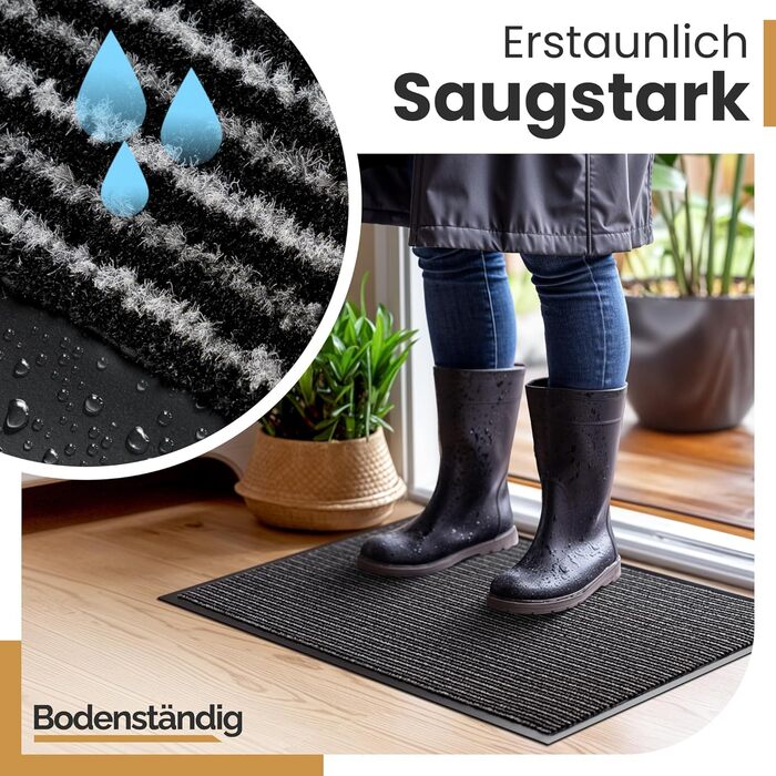 Килимок для дому 40x60 см (смугастий) - міцний, поглинаючий бруд, внутрішній килимок