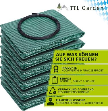 Садові мішки TTL Garden 272 л, 6 шт, посилене дно, самостійно стоять, 4 ручки, 150 г/м², великі та міцні, для трави, листя, гілок і садового сміття