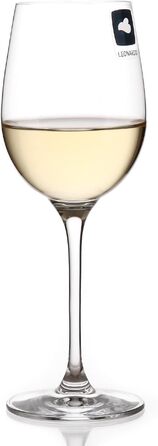 Leonardo Hello+ White Wine Glasses, Set of 6, White Wine Goblets with Drawn Stem, Dishwasher-Safe Wine Glasses, 6 Pieces 300 ml, 061446