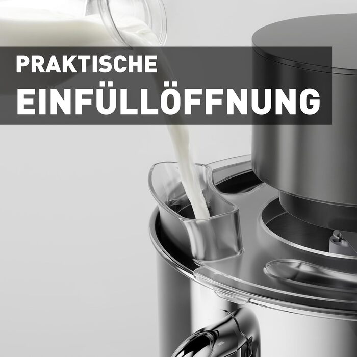 Кухонна машина Heinrichs 2500W з двома гаками для тіста, міксером та вінчиком, 8 швидкостей, чаша 7л з нержавіючої сталі, тиха, з титановим покриттям