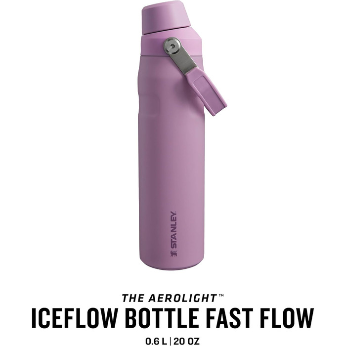 Термос-пляшка Stanley Iceflow 0.6 л для спорту, тримає холод до 10 годин, герметична, без BPA, для води, чорна (ліловий), можна мити в посудомийці