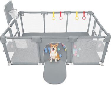 Лягувачка для цуценят з дверцятами, 180x120x66 см. Міцний загін для цуценят та маленьких собак з нейлону, легко миється, для використання в приміщенні та на вулиці.