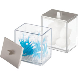 mDesign органайзер для ватних дисків та паличок – набір 2 шт. – прозорий/рожеве золото, пластик