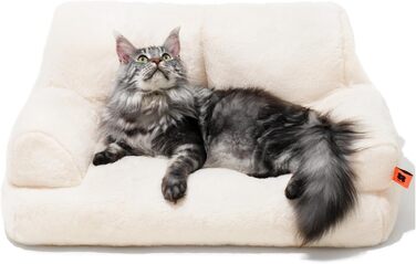 М'яке ліжко для котів та маленьких собак MEWOOFUN, 66x48 см, біле