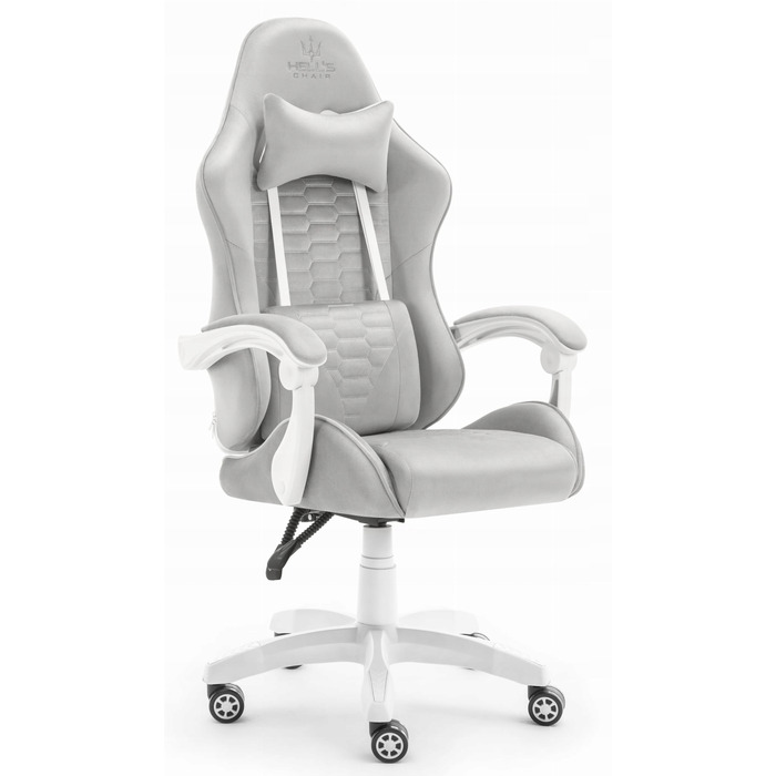 Ігрове крісло HELL'S CHAIR HC-1000 Grey-White, сіра тканина