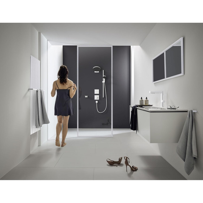 Hansgrohe Pulsify Select S Shower Set, water-saving showerhead with hose and holder, adjustable, hand shower with 3 spray types (Relaxation), Mattweiß (Matte White), 0.90m Set, 3 spray types