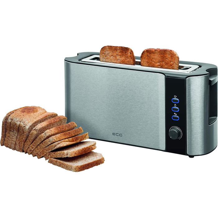 Тостер ECG ST 10630 SS з нержавіючої сталі, чорно-срібний