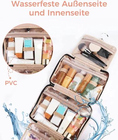 Косметичка для подорожей для жінок, прозора, з можливістю підвішування, для макіяжу та туалетних аксесуарів, біла