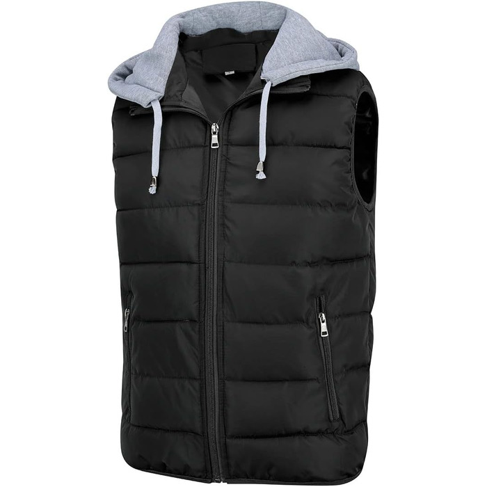 Чоловіча степкова жилетка YOUTHUP з капюшоном, тепла зимова жилетка для активного відпочинку, чорна, розмір XL