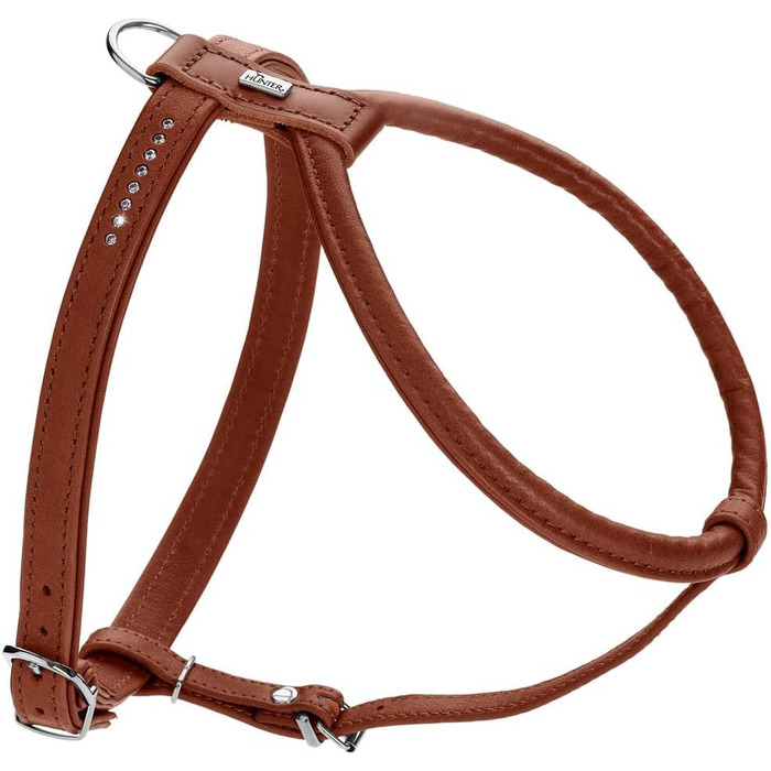 Нашийник для собак HUNTER Round & Soft Canadian UP, колір: м'яка, еластична шкіра, прошитий по колу, бережний до хутра, екологічний, Made in Germany, розмір: (S-M, cognac)