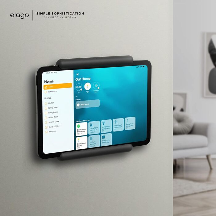 Тримач для планшета elago Home Hub Mount для Apple iPad, iPad Air/Pro, Samsung Galaxy Tab та інших планшетів, силіконовий, з кабелем-органайзером, чорний
