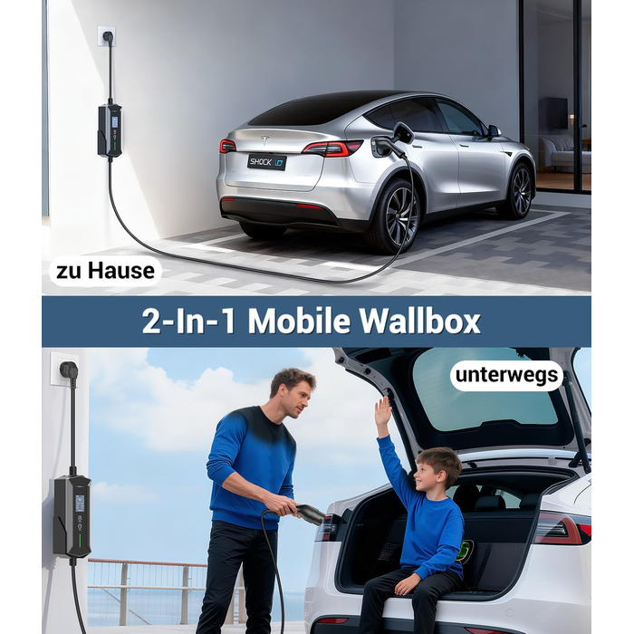 Кабель для зарядки електромобілів Schuko 3,7kW, 7м, 6-16A, 1-фазний, IP65, з LCD-дисплеєм, регульована потужність, таймер, для електромобілів та PHEV