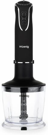 Ручний блендер H.Koenig MIX75 Stabmixer-Set: чаша, вінчик, блендер, 750W, 5 швидкостей, нержавіюча сталь, чорний