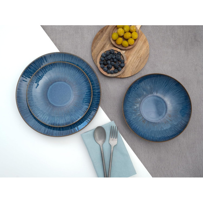 CreaTable Набір посуду Sea Breeze, 18 предметів, керамічний, блакитний, для дому