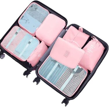 Набір органайзерів для валізи MURISE (6/8 шт.) – рожевий, для подорожей та подорожей
