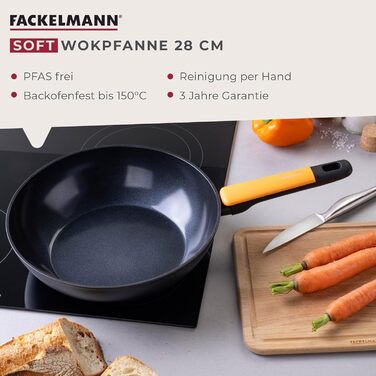 Вок Fackelmann Soft 28 см з керамічним покриттям Greblon CK2, алюмінієвий, з м'якою ручкою