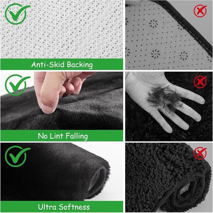 Набір аксесуарів для ванної кімнати PLIOW – 22 предмети: шторка для душу, відро для сміття, тримач для унітазної щітки, дозатор для мила. Стильний та функціональний декор для дому (Чорний, повний комплект + килимок для ванної)