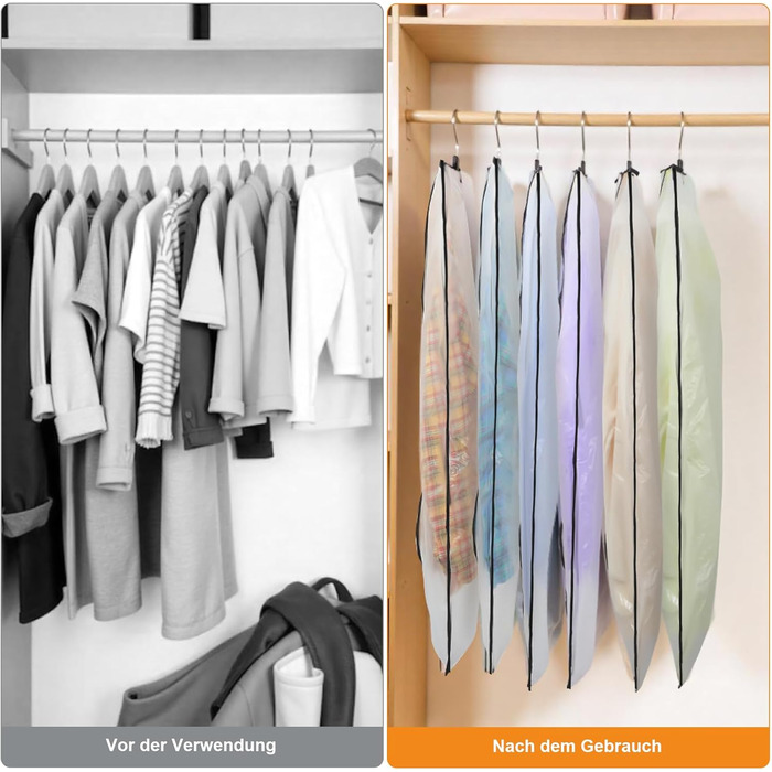 12 мішків для одягу Dntorx 60x100 см та 60x120 см, PEVA, прозорі, на блискавці