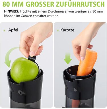 Соковижималка Aobosi Slow Juicer з реверсом, електрична, 80 мм отвір, для овочів та фруктів, 2000 Вт, тиха, BPA Free, жовта