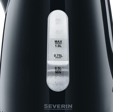 Електричний чайник Severin WK 3410, 2200 Вт, 1 л, з фільтром від накипу, пластиковий, чорний