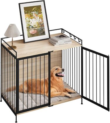 Клітка для собак EUGAD з дерева, переносна будовушка для дому, XXL, для малих/середніх собак, 104x92x60 см, міцна