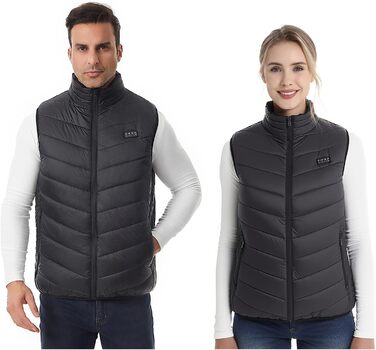 Обогревна жилетка Monave для чоловіків та жінок. Жилетка з підігрівом, 3 режими, для мотоцикла, кемпінгу, катання на лижах, повсякденного носіння та роботи на відкритому повітрі. Чорний колір. (Powerbank не входить до комплекту)