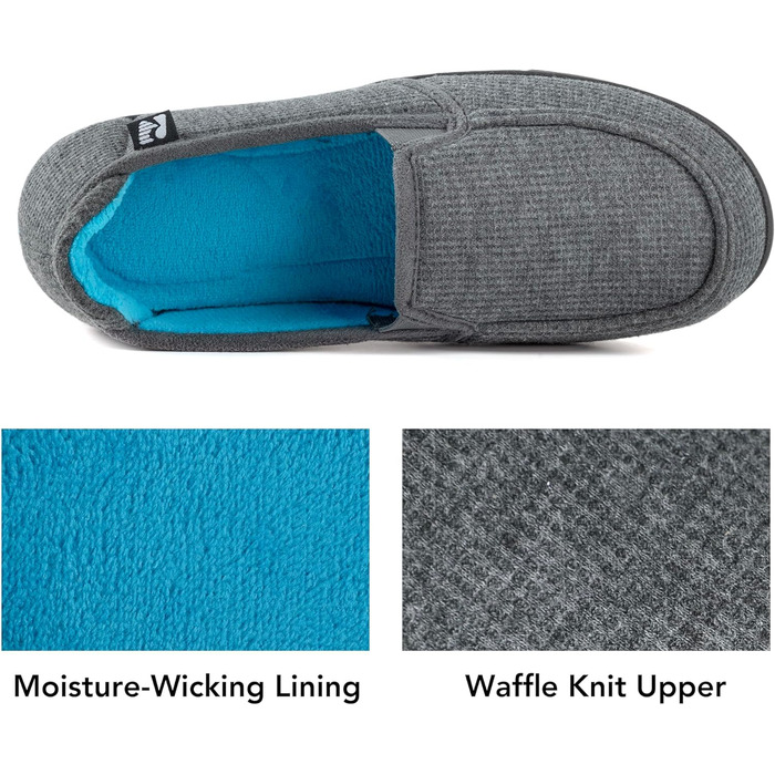 Жіночі тапочки RockDove з двокольоровим дизайном та капюшоном, знімною устілкою (38.5 EU, темно-сірий та блакитний)