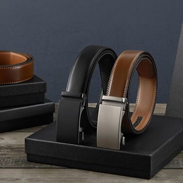 Чоловічий шкіряний ремінь на пряжці з регулюванням, 2 шт. для одягу та відпочинку, індивідуальний розмір