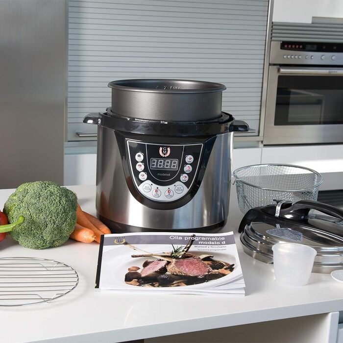Cecotec Programmable Electric Pressure Cooker, Olla GM Model D. 1000W, Multifunctional, 9 Menus, Frying Function, 6L Capacity, 90 kPa Pressure, Voice Guidance, 24-Hour Timer, Includes Recipe Book