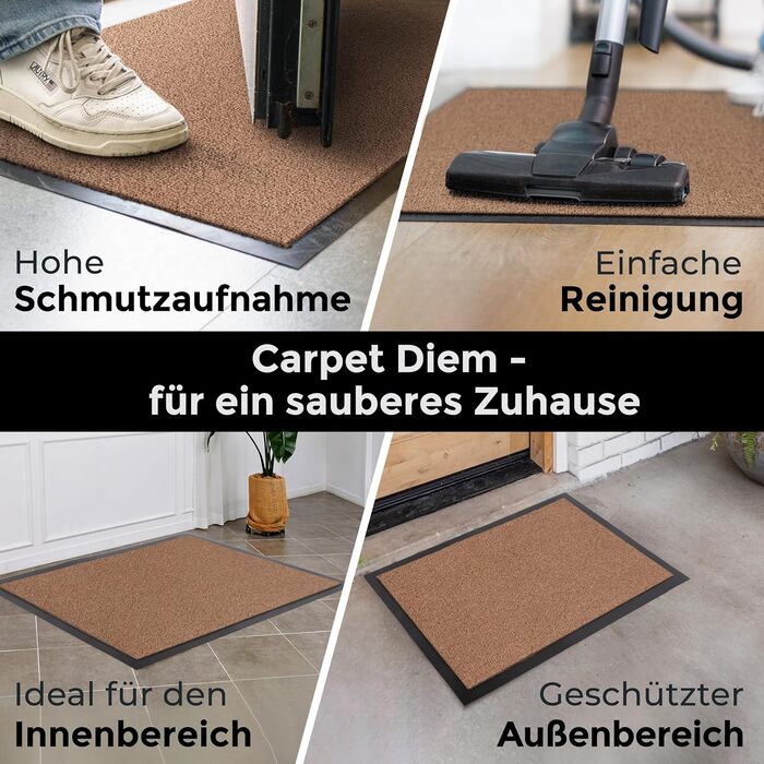 Килимок для дому Carpet Diem, 40x60 см: антиковзаюча шторка для вхідних дверей, килимок для підлоги, шторка від бруду для дому та вулиці