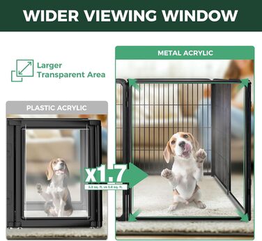 Клітка для собак Pawadise FXW з акрилу та металевої сітки, 61 см, 8 панелей, біла, для цуценят та маленьких собак, патентована модель