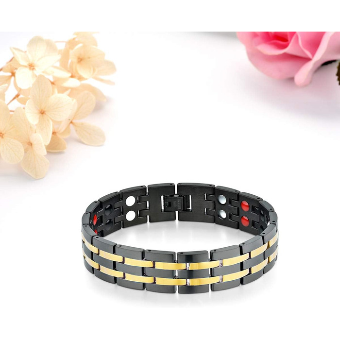 Магнітний браслет для чоловіків JewelryWe - терапевтичний, з нержавіючої сталі, великий, широкий, з ланцюжком. Ідеальний подарунок на День батька (4 шт.)