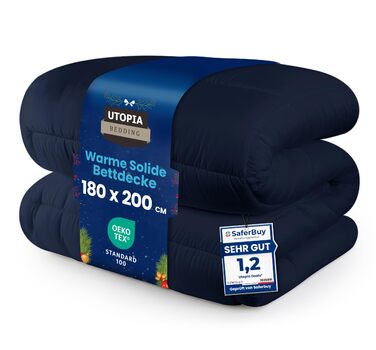 Ковдра Utopia Bedding, 180x200 см, Marineblau, 370 GSM, дихаюча, тепла та м'яка | Ковдра для всієї родини
