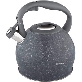 Чайник для води Klausberg з нержавіючої сталі з свистком, 2 літри, сірий (KB-7320)