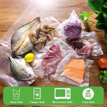 Vacuum Bags for Food 20CM x 30CM, 200 Bags Professional Food Vacuum Bags for All Vacuum Sealers & Food Vacuum Machines, BPA-Free, Sous Vide Freezer Bags