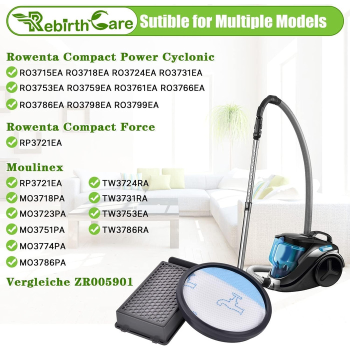 Фільтри HEPA для пилососів Rowenta Compact Power Cyclonic Force (ZR005901) - набір 3 шт.