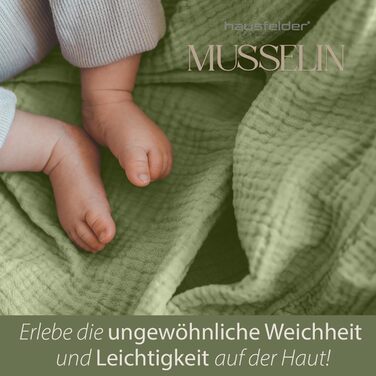 Дитяча постільна білизна з мусліну Hausfelder, ковдра 100x135 см, зелена