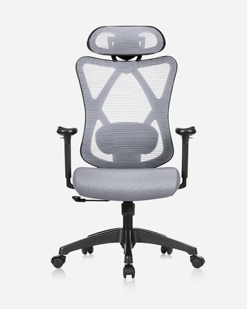 Офісний стіл SONGMICS: ергономічне крісло з регульованою поперековою та підголовною підтримкою, до 150 кг, регульована висота, сірий