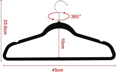 Yaheetech 100-Piece Velvet Clothes Hangers Non-Slip Suit Hangers with Non-Slip Surface Wardrobe Hangers Black
