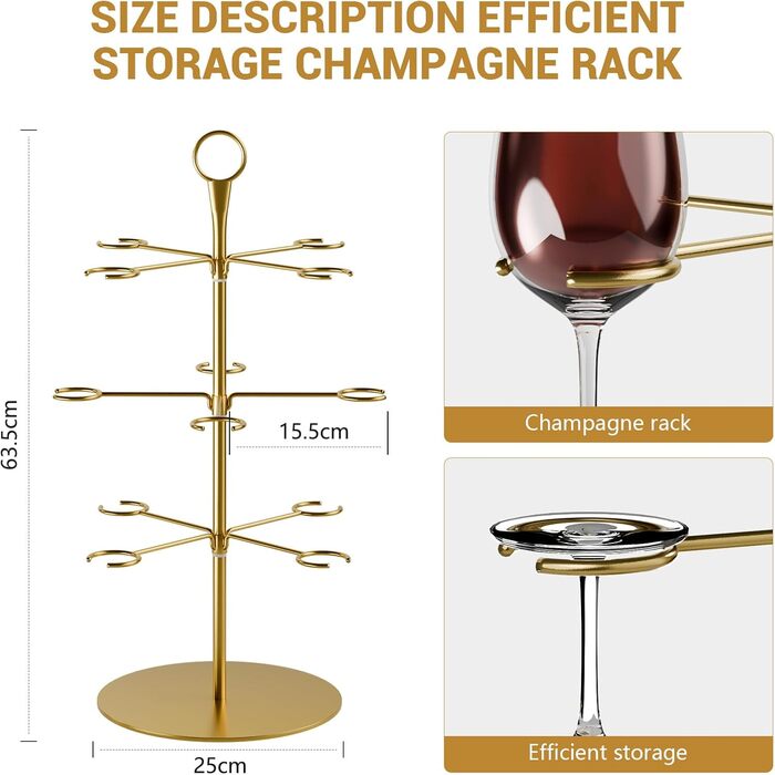 Набір для шампанського CLOPAE, 3 яруси, 12 келихів, металевий барний стійка для келихів, для вечірок, весіль, барів