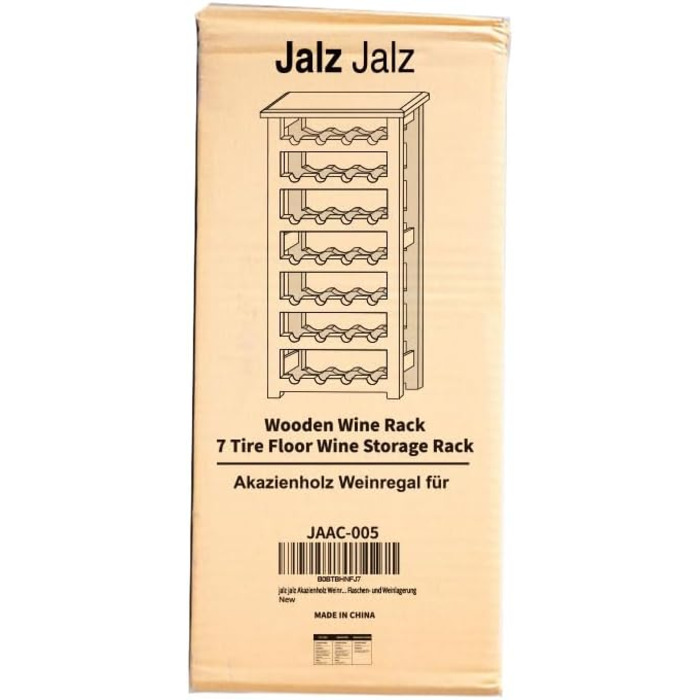 Jalz Jalz Acacia Wood Wine Rack for 28 Bottles, Sturdy and Lightweight Bottle Rack for Cellars, Restaurants, and Storage Rooms, Modular Expandable Bottle and Wine Storage