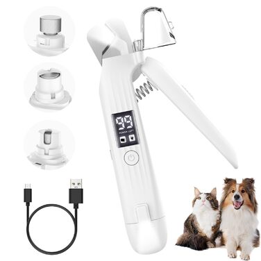 Електричний триммер для догляду за кігтями Simpeak 2-в-1 для собак та котів з LED-підсвічуванням, перезаряджуваний