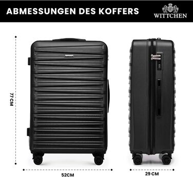 WITTCHEN Skyspeed Line - великий валіза з жорстким корпусом ABS, 4 колеса, телескопічна ручка, комбінаційний замок, чорний. Підходить для авіакомпаній Lufthansa, Eurowings, Ryanair, Condor
