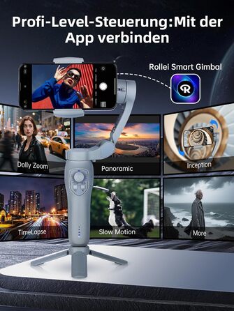 Rollei Steady Butler Mobil 3 SE: Gimbal для смартфонів з 3-осьовою стабілізацією, 280г, керування через додаток, сумісний з iPhone та Android